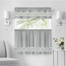 21 of 40:Paige Embroidered Kitchen Curtain and Valance Set, Tiers 55x36, Valance 55x13 Inches 