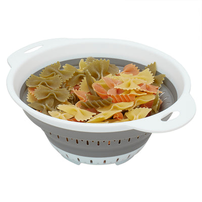 3 of 4:Home Basics Small Collapsible Colander, Grey 