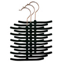 2 of 5:Cintre à cravates antidérapant en velours à 6 niveaux Home Basics, noir, lot de 3 