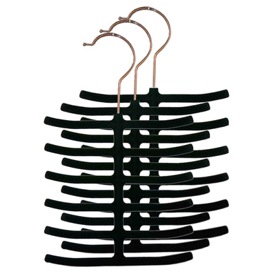 2 of 5:Cintre à cravates antidérapant en velours à 6 niveaux Home Basics, noir, lot de 3 