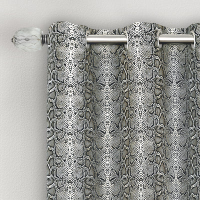 2 of 5:Panel de cortina de ventana con ojales Python - 52x63 - Negro/Plata 