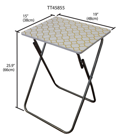 8 of 8:Home Basics Multi-Purpose Folding Table, Mettalic Lattice Gold, 15x19x25.5 Inches 