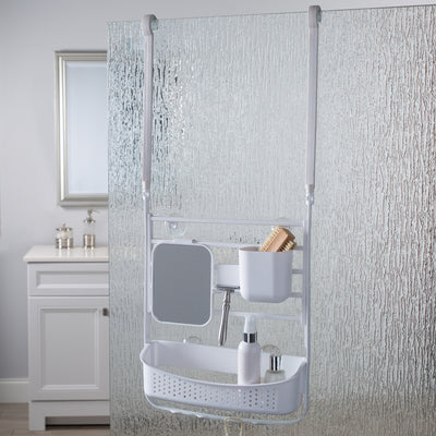 3 of 4:Bath Bliss Deluxe Flex Adjustable Shower Caddy in White 