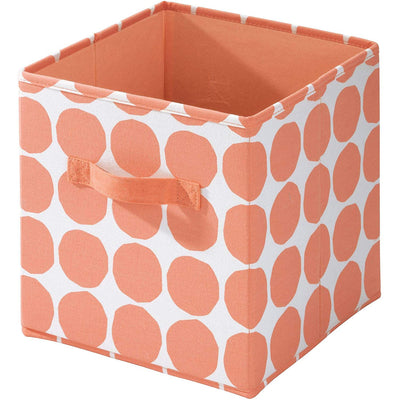 2 of 3:iDesign Dot Fabric Storage Cube Bin with Handles, Coral, 10.5x10.5x11 Inches 