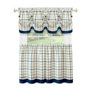 4 of 4:Tattersall Window Curtain Tier Pair and Valance Set - 58x24 - Navy 