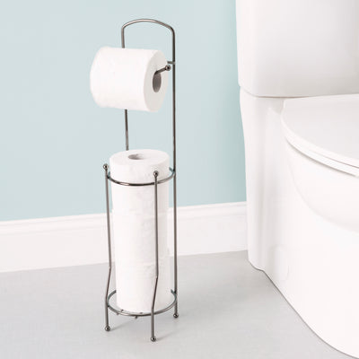 2 of 2:Home Basics Free-Standing Toilet Paper Holder, Black Onyx 