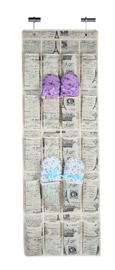 1 of 2:Home Basics Paris Collection Organizador de zapatos con 20 bolsillos para colocar sobre la puerta, natural 