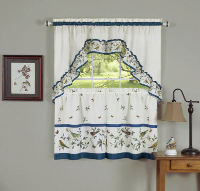 1 of 3:Love Birds Tier & Swag Kitchen Curtain Set, 57x36 & 57x30 Inches 