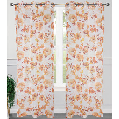 4 of 6:Paquete de 2 paneles de ventana con ojales transparentes florales Megan, 2-38x84 pulgadas 
