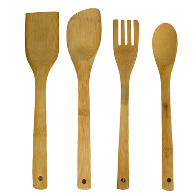 4 of 5:Home Basics 5 Piece Bamboo Utensil Set with Sculptural Holder, Natural 