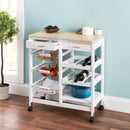 2 of 3:Home Basics Oak Top Rolling Kitchen Trolley with Two Drawers and Two Baskets, White 