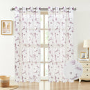 3 of 6:Loro Sheer Floral Printed Grommet Window Curtain Panel, 54x84 Inches 