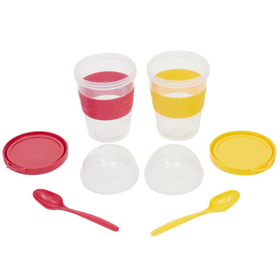 2 of 4:Home Basics Plastic To-Go Cup with Spoon, Assorted Colors 