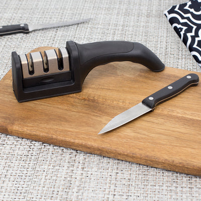5 of 7:Home Basics 3 Stage Precision Edge Knife Sharpener, Black 