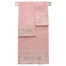 1 of 1:Ensemble de 3 serviettes de bain décoratives en coton brodé floral Simpatico, rose 