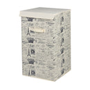 2 of 4:Panier rectangulaire vintage en tissu non tissé avec fermeture Velcro, motif cartes postales de Paris, collection Home Basics, couleur naturelle 