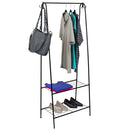 1 of 4:Home Basics Perchero independiente de 2 estantes con ganchos, negro 