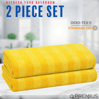 9 of 40:PREMIUS 2 Pack Stripes 100% Cotton Yarn Dyed Bath Sheet Towel, 32x64 Inches 