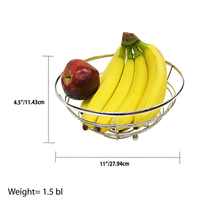 3 of 3:Home Basics Chrome Plated Steel Flat Wire Fruit Bowl 