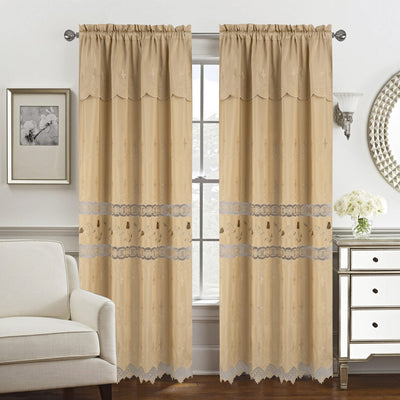 1 of 6:Juliana  Macramé Jacquard Room Darkening Window Curtain Panel with Attached Valance, 55x84 Inches 