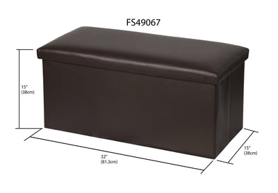 2 of 2:Home Basics Faux Leather Storage Ottoman, Brown 