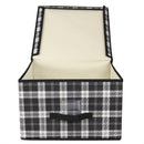 3 of 4:Home Basics Caja de almacenamiento gigante no tejida a cuadros con ventana para etiquetas, color negro 