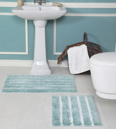 4 of 6:Premius Striped 2 Piece Non-Slip Bath Rug Set, 17x24, 20x32 Inches 