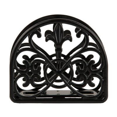 4 of 7:Home Basics Fleur De Lis - Servilletero de hierro fundido, color negro, 5.5 x 2.25 pulgadas 