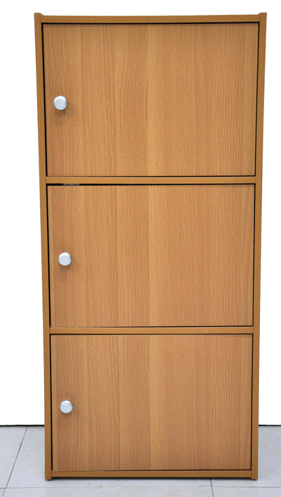 1 of 1:Home Basics Gabinete de madera de 3 cubos, natural 