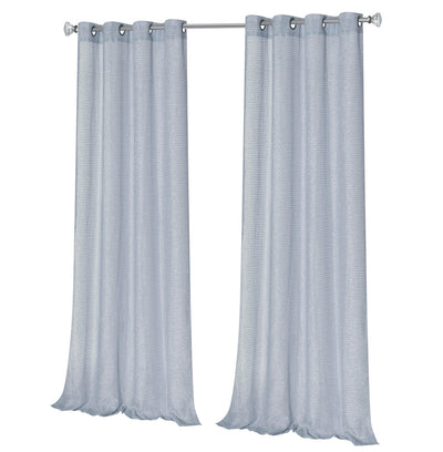 3 of 6:Perry Textured Slub Sheer Grommet Window Panel, Blue, 54x84 Inches 