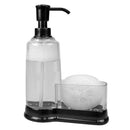 1 of 1:Home Basics Plastic Soap Dispenser with Brushed Steel Top and Sponge Holder, Black 