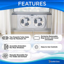 2 of 9:Ventilateur de fenêtre double Comfort Zone avec flux d'air réversible, pale de 7 pouces, blanc 