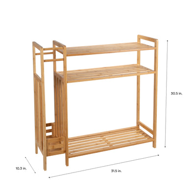 4 of 4:Neu Home Bamboo Shoe Rack with Umbrella Stand 