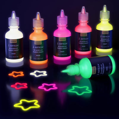 5 of 6:ARTEZA Premium 3D Acrylic Fabric Paint, Vibrant Colors, 30 Count 