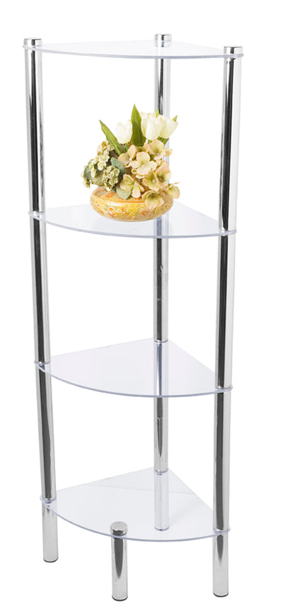 1 of 4:Home Basics 4 Tier Multi Use Arc Glass Corner Shelf, Clear 