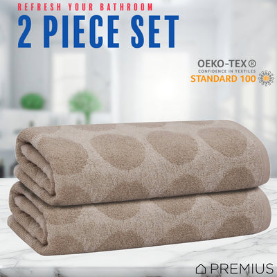22 of 42:PREMIUS 2 Pack Circles 100% Cotton Yarn Dyed Bath Sheet Towel, 32x64 Inches 