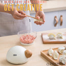 6 of 8:PREMIUS Manual Pull Hand Food Chopper, With Wood Ball, White-Natural, 1.5 Cups 