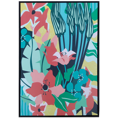 1 of 1:PREMIUS Wild Flowers Framed Lacquered Canvas Wall Art, 25x37 Inches 