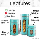 3 of 4:Ensemble de 3 boîtes hermétiques en verre pour la cuisine, bleu turquoise 