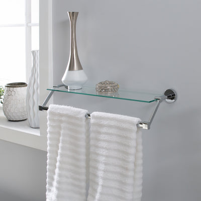 3 of 4:Neu Home Hanging Glass Shelf with Towel Bar 