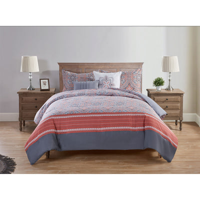 1 of 4:VCNY Home Allison 5-Piece Reversible Medallion Comforter Set, Coral 