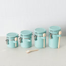 5 of 6:Ensemble de 4 boîtes en céramique Home Basics avec cuillères en bois, turquoise 