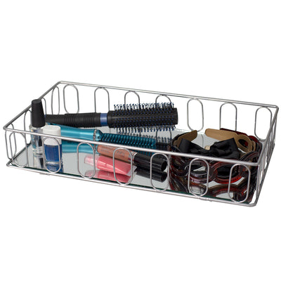 1 of 5:Home Basics Unity - Bandeja de tocador con espejo, color plateado 