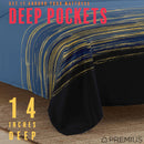 5 of 28:PREMIUS Leo Soft Wrinkle-Free Microfiber Sheet Set, Navy-Gold 