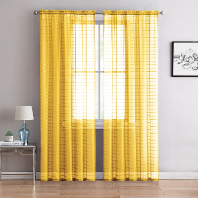 21 of 52:Lisa Plaid Sheer Rod Pocket Panel, Black, 55x90 Inches 