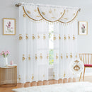 16 of 18:Lourdes Damask Embroidered Sheer Rod Pocket Window Panel And Valance Treatments 