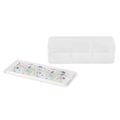 2 of 4:Boîte à cosmétiques en plastique florale Home Basics, transparente 