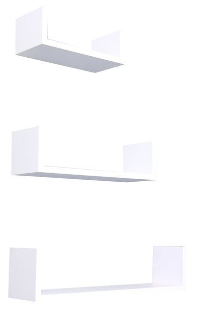 1 of 4:Home Basics Estante flotante de madera (juego de 3), color blanco 