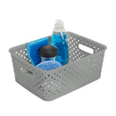 2 of 2:Simplify's Small Resin Wicker Storage Bin in Grey 