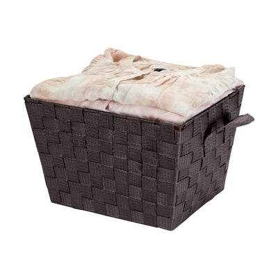4 of 4:Petit bac de rangement tissé Simplify en chocolat 